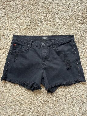 Hudson Jeans Libertine Boyfriend Shorts Black Stud Sz 29